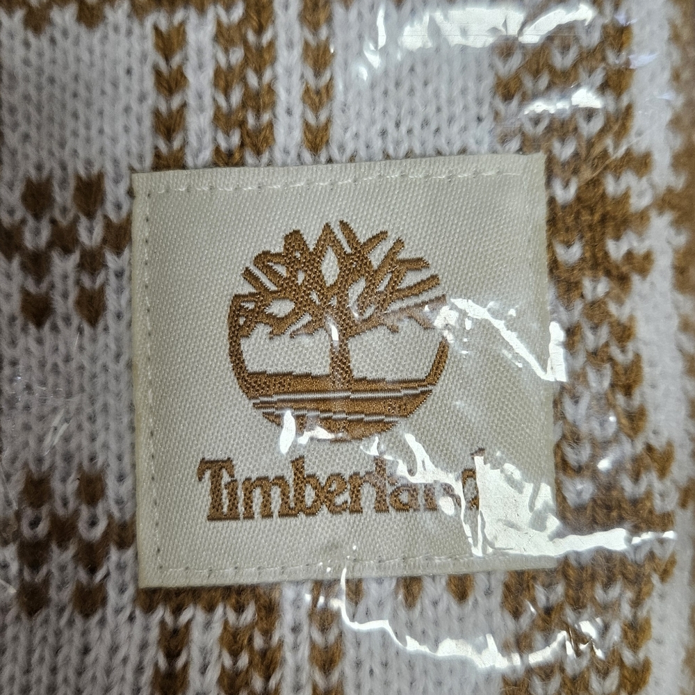 NWT Timberland women's gold and cream plaid scarf - Picture 5 of 5